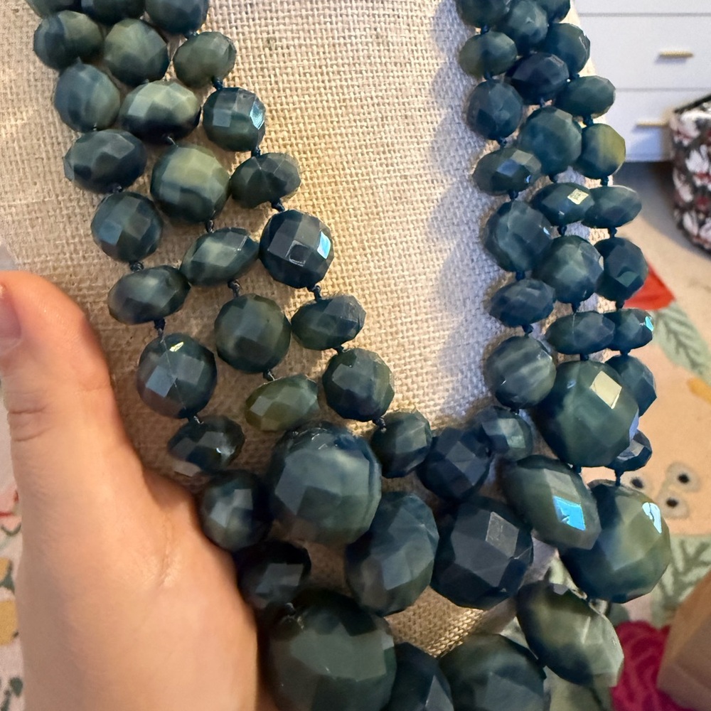 Kate Spade Give It A Swirl Royal Blue Green Beaded Statement Necklace WBRU4847 - Picture 2 of 9